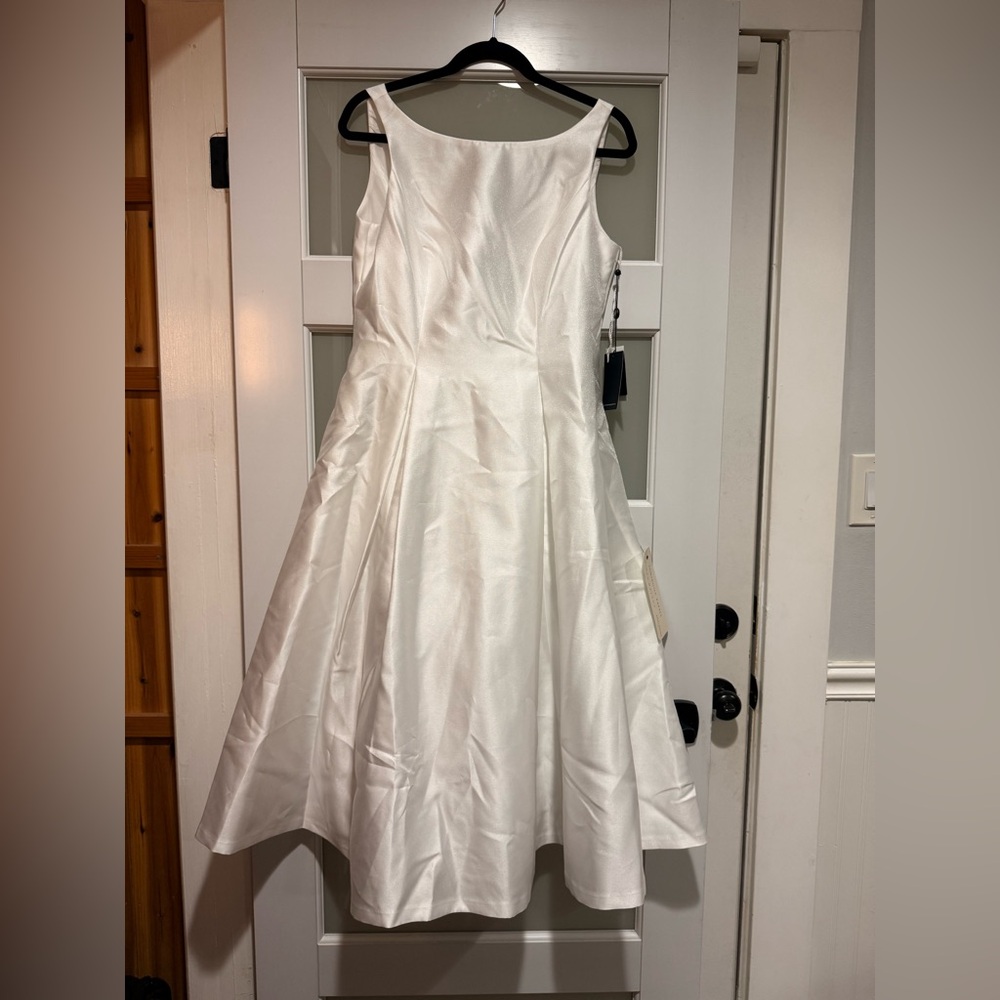 NWT Adrianna Papell Ivory Sleeveless Tea Length Dress, Wedding Bridal - Size 10